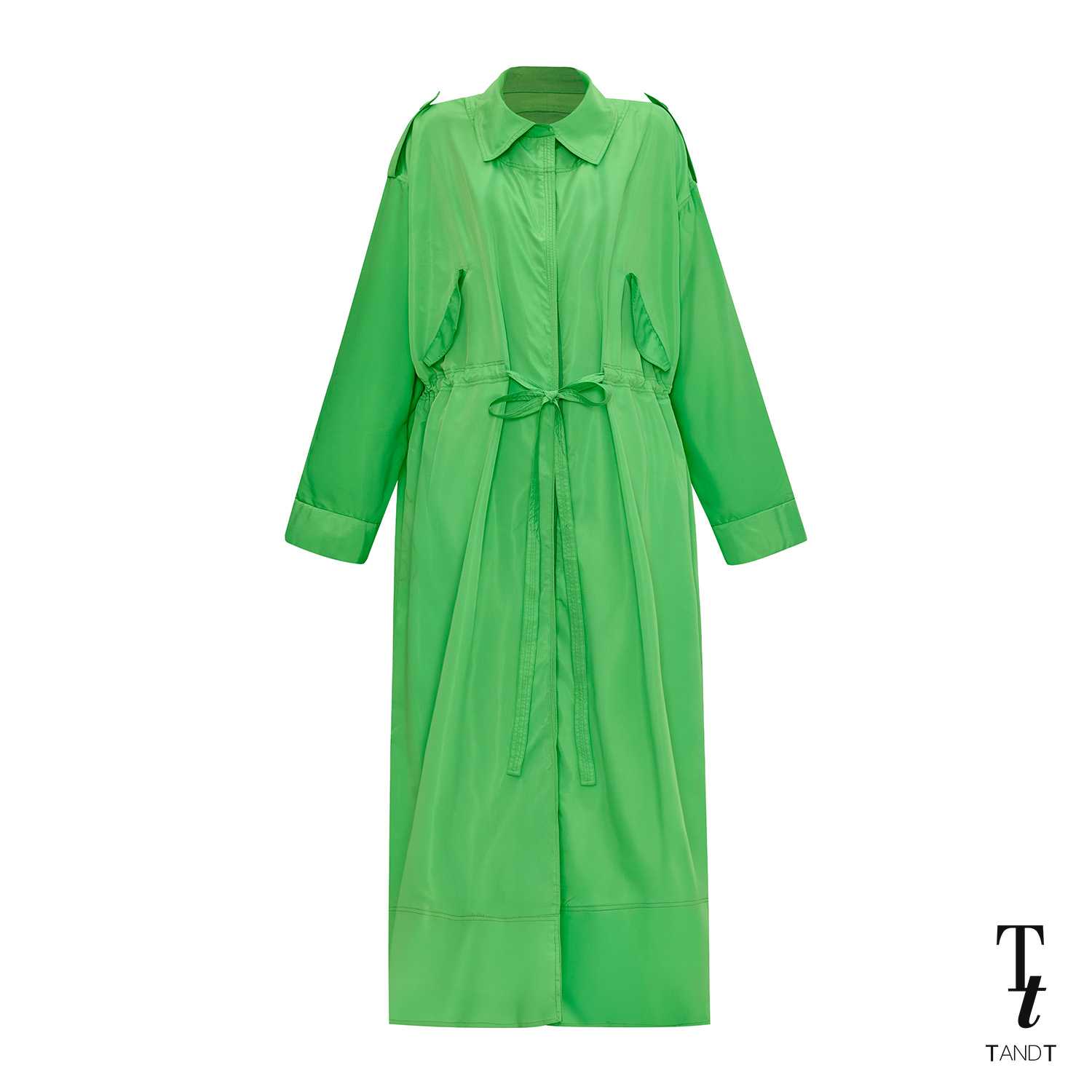 TandT - BERKLEY I COAT - HOODED DRAWSTRING WAISTBAND NYLON RAIN COAT