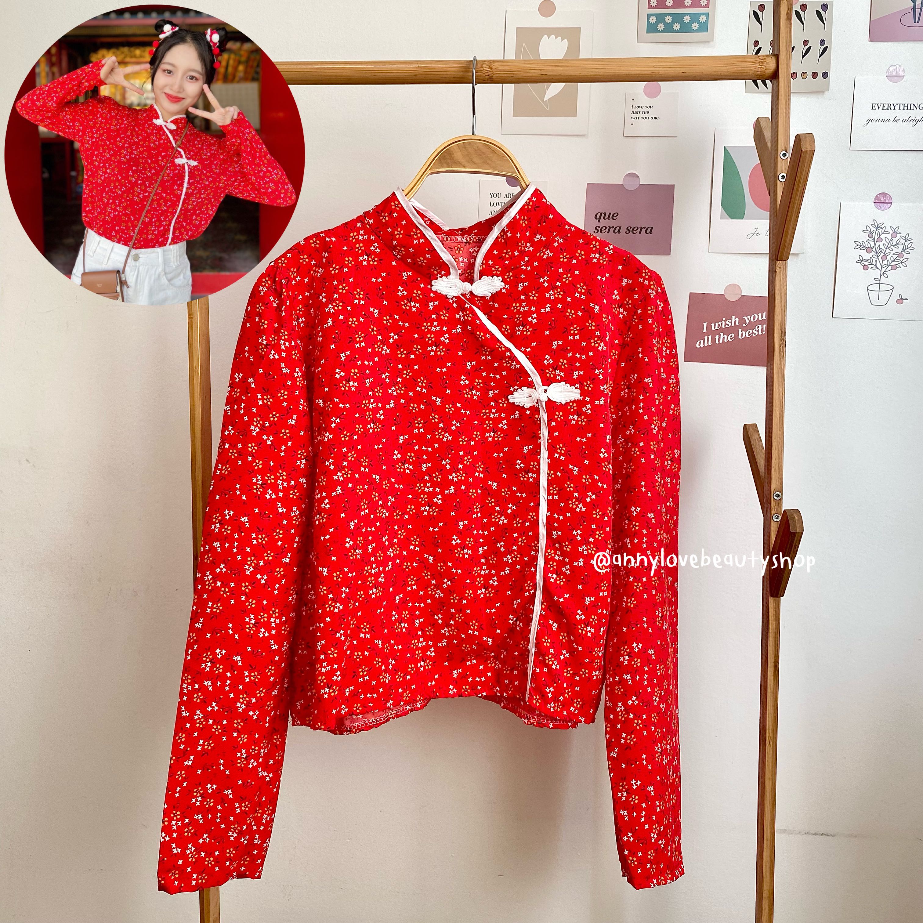 เสื้อตรุษจีน แขนยาว ลายดอก
