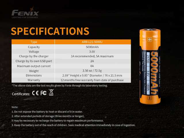 แบตเตอรี่ไฟฉาย Battery Li-on  Fenix  ARB L21-5000U แบตแท้จากศูนย์ไทย