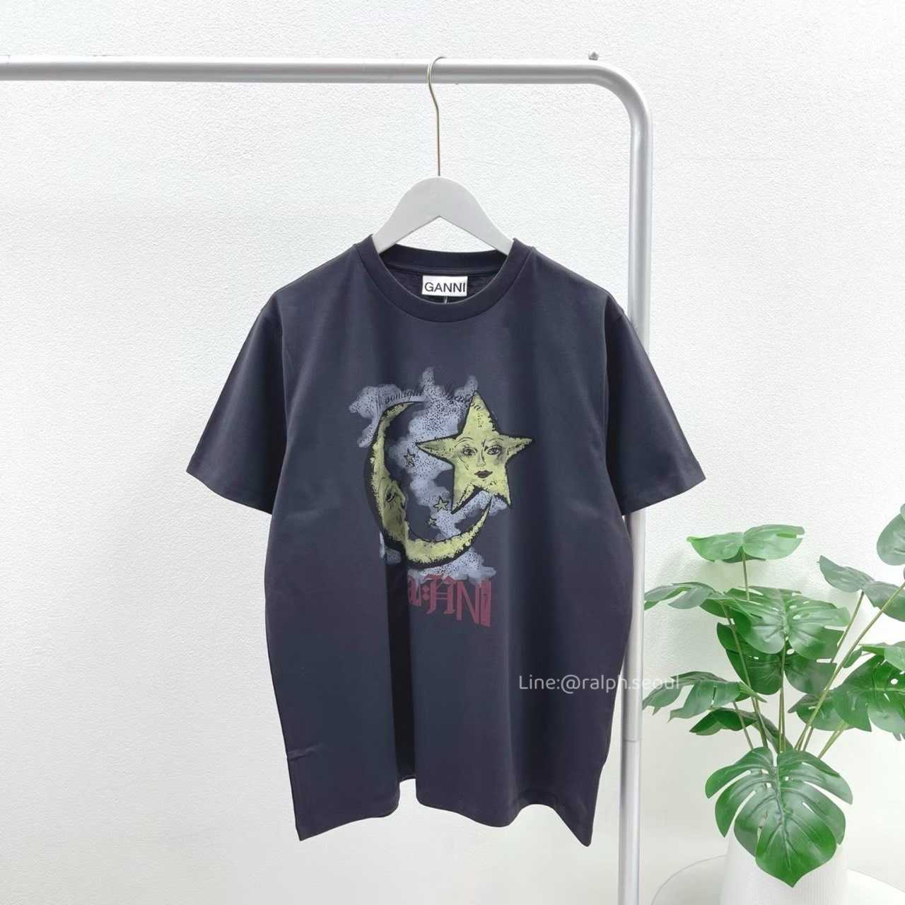 Ganni Basic Jersey Moonlight Relaxed Fit Short Sleeve T-Shirt