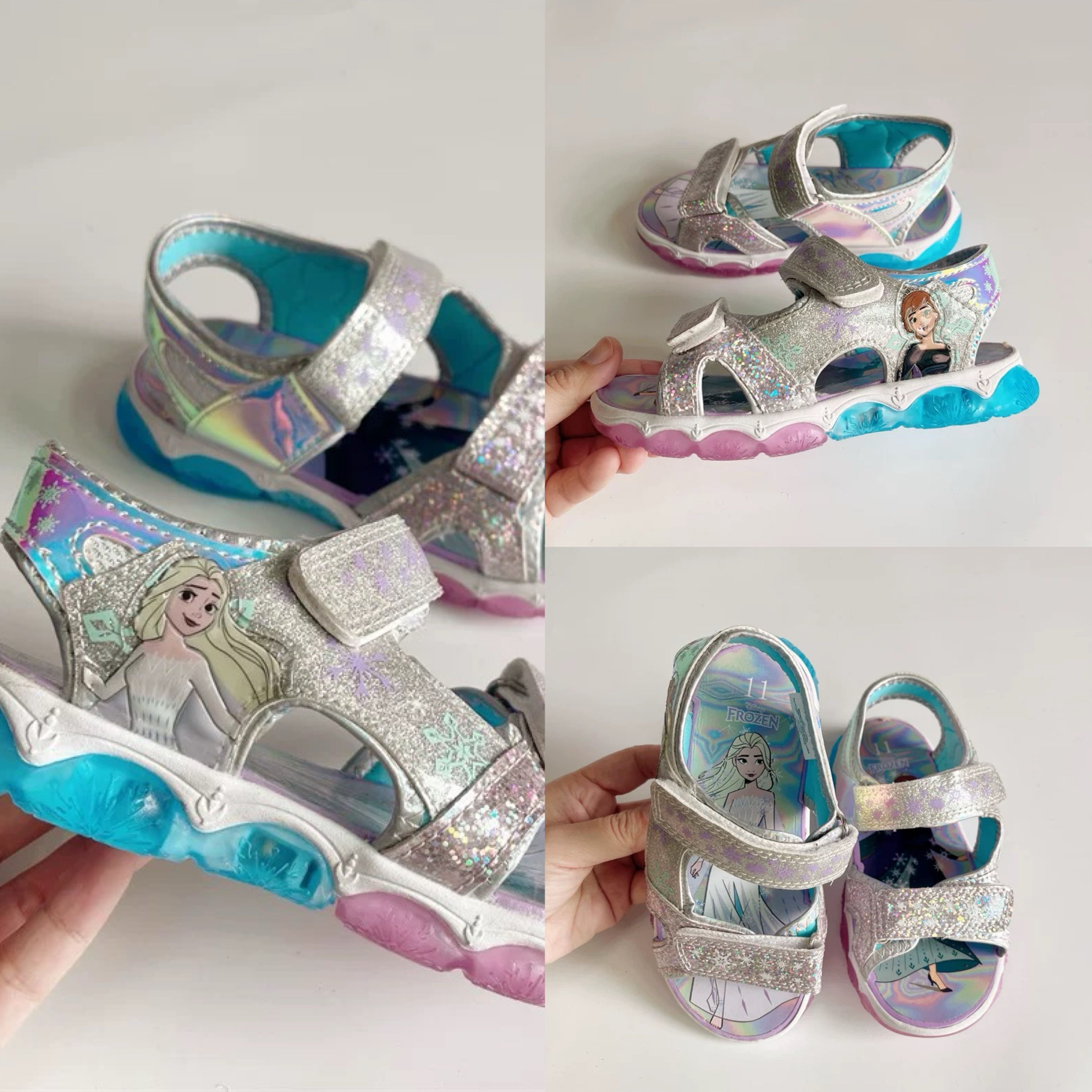 Preorder12-15วัน-(มีไฟ) รองเท้าเอลซ่า (ไม่มีกล่อง)  /Sz14-19 Cm