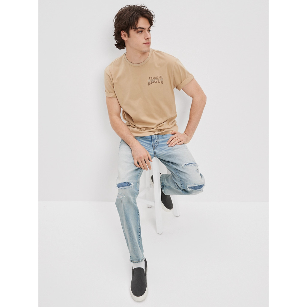 American Eagle เสื้อยืดผู้ชาย G SS SMILEY SET IN TEE- PC DYE สี BROWN - 017-3025-200