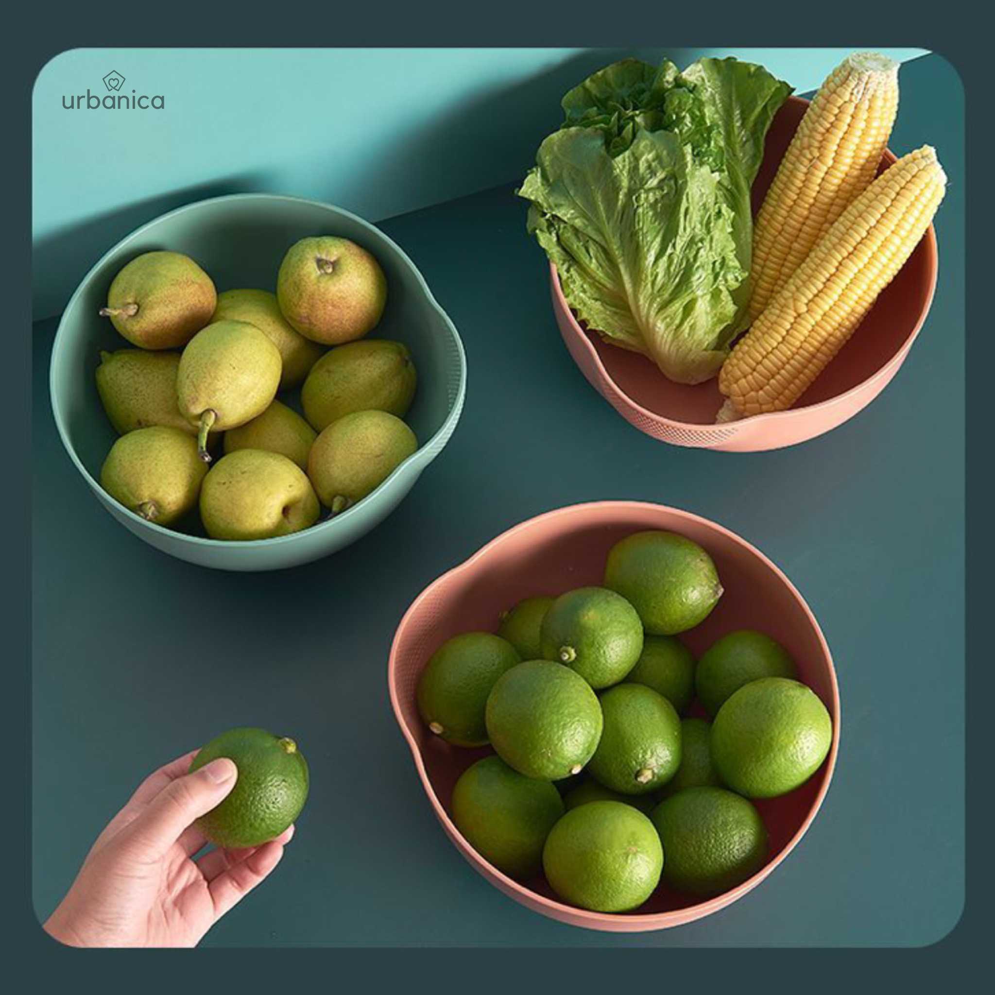Urbanica Vegatable sink drain basket ตระกร้าล้างผัก ล้างผลไม้ แบบมีที่กรองน้ำออกในตัว รุ่น TB-1887