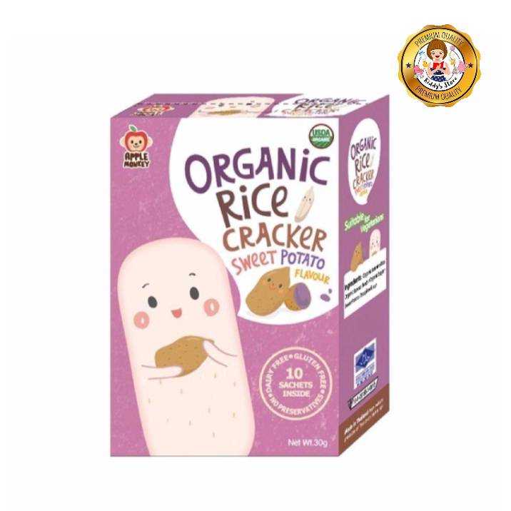 Apple Monkey ข้าวอบกรอบ ออร์แกนิค รสมันหวาน (สำหรับเด็ก 6 เดือนขึ้นไป)
