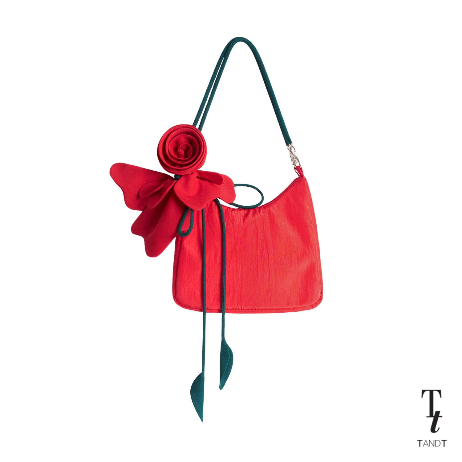 TandT - RED BLOOM BAG - LILLY AND ROSE HAND-CRAFTED NYLON SHOULDER BAG