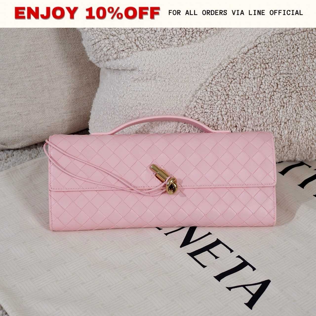 NEW! BOTTEGA VENETA Andiamo Clutch สี Rose GHW | Bag