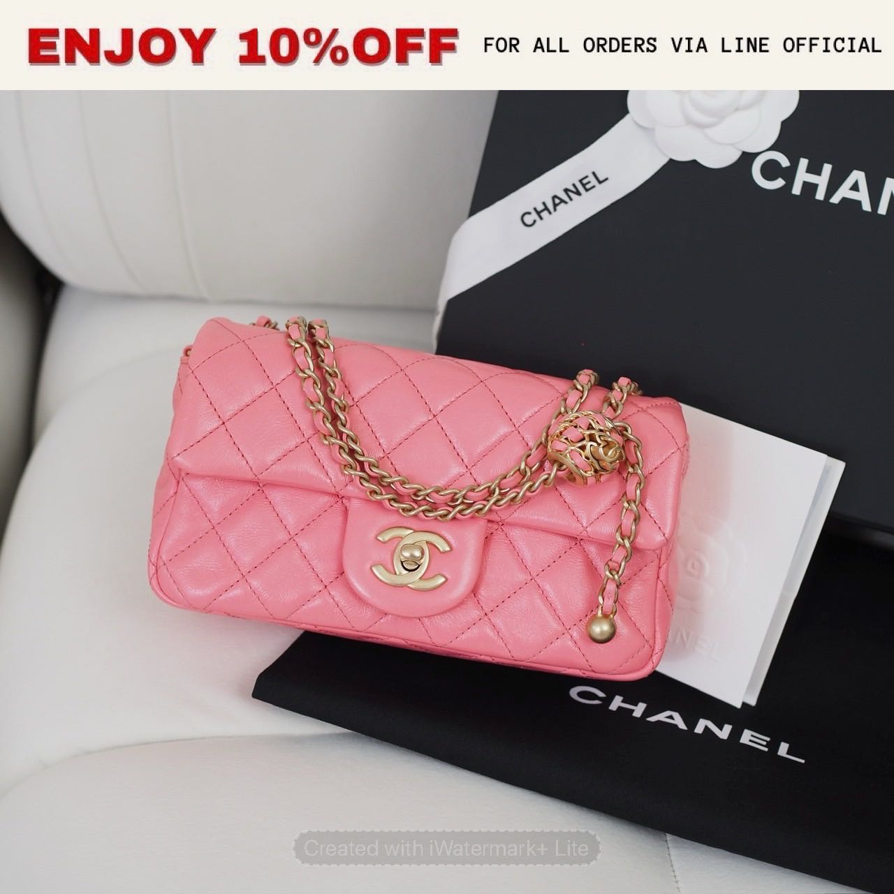 📍USED📍CHANEL Mini Flap 8'' สี Pink GHW Microchip Adjustable Strap | Bag
