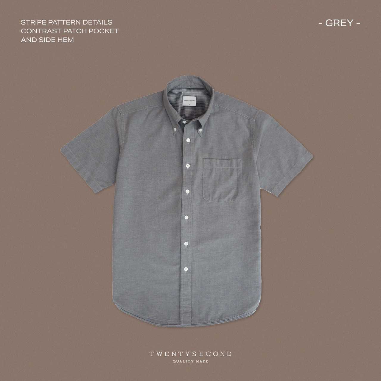 BRAD SHORT SLEEVES OXFORD SHIRT - DARK GREY