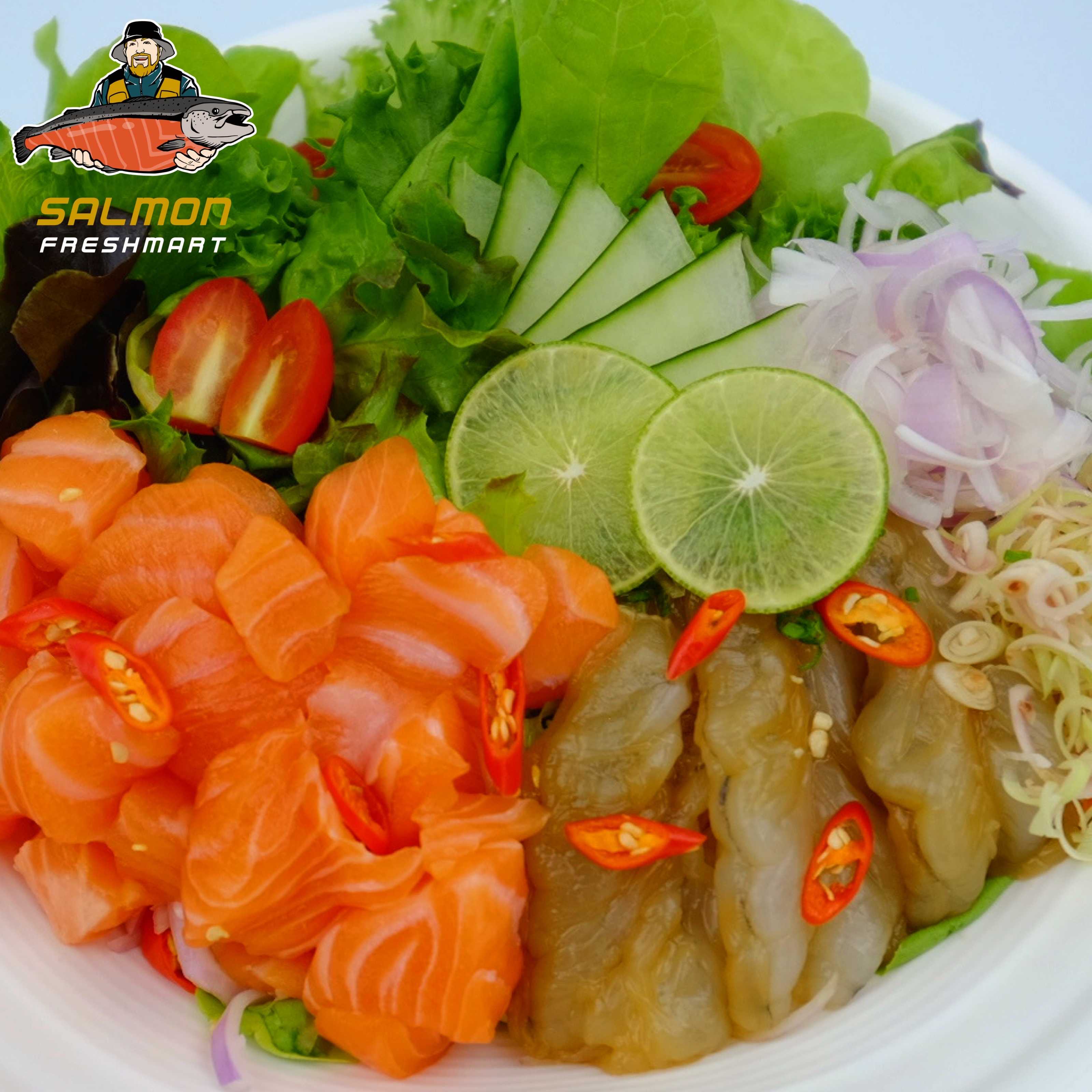 ยำแซลมอนกุ้งแซ่บซี๊ด