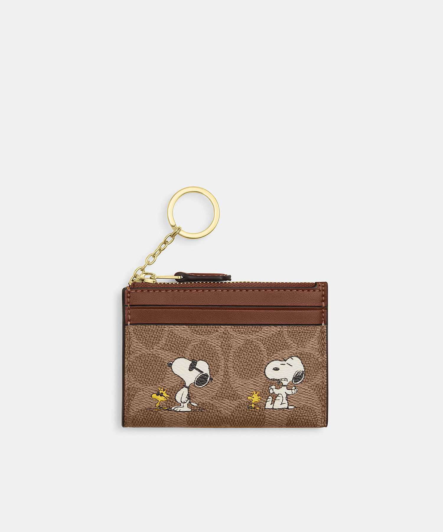 COACH X PEANUTS MINI SKINNY ID CASE IN SIGNATURE CANVAS WITH SNOOPY PRINT CBT14 IMY3O