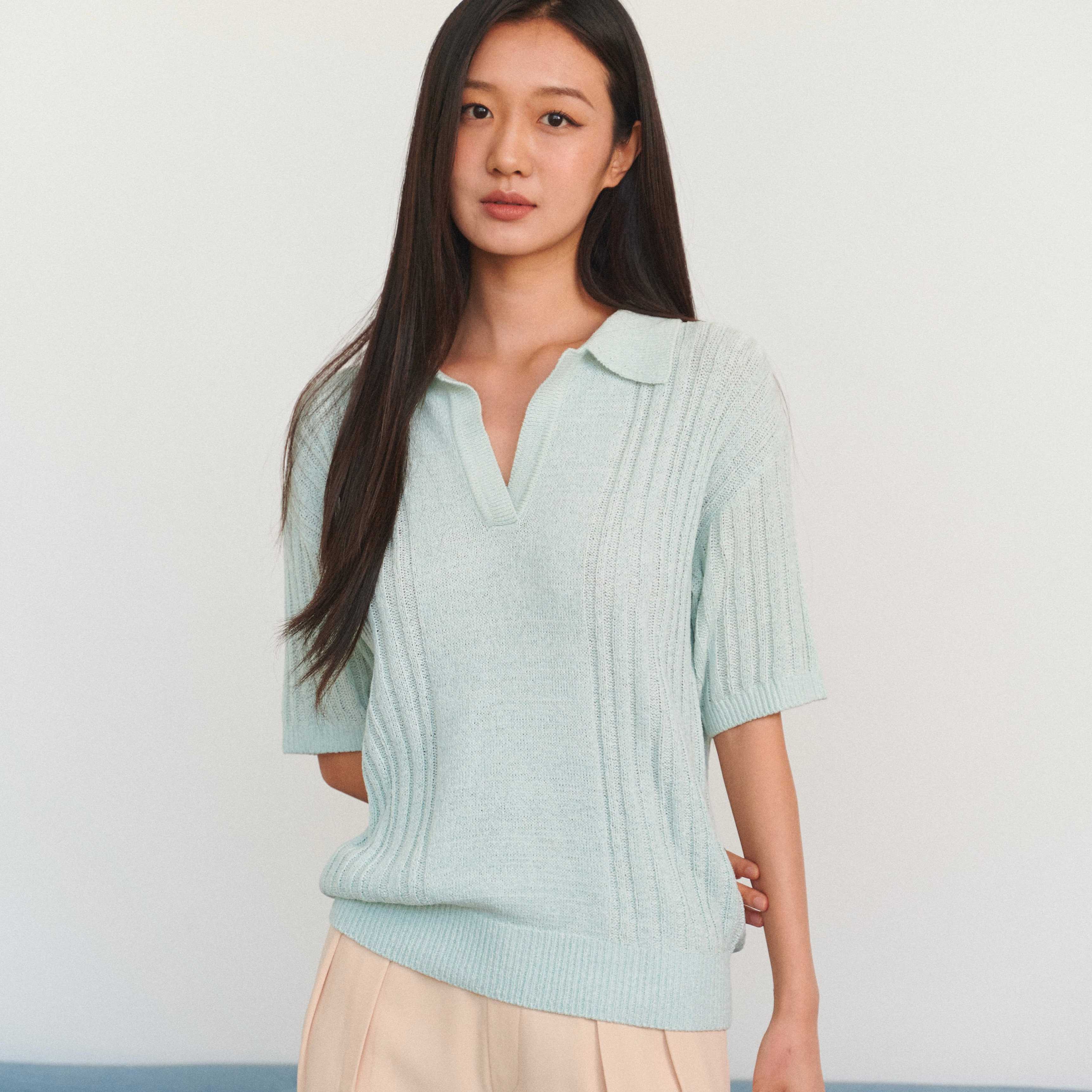 Relaxed Knit Polo - Hint of Mint