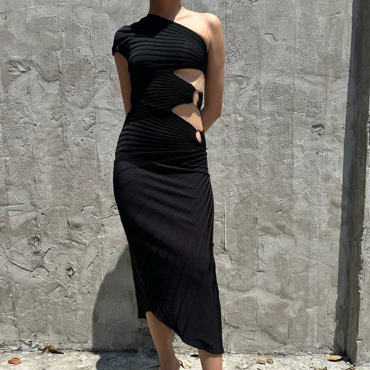 Cult Gaia LURENZ KNIT DRESS - BLACK