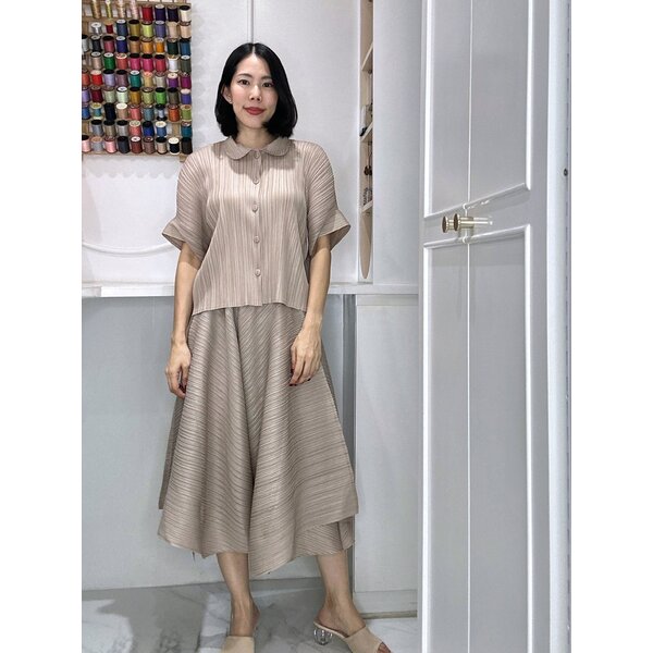 2MUAY รุ่น GJO3697 / GJO2923 เซ็ตพลีทคุณภาพ EVERYDAY COLLAR TOP WITH FLARE LEG PANTS PLEAT SET 5 ...