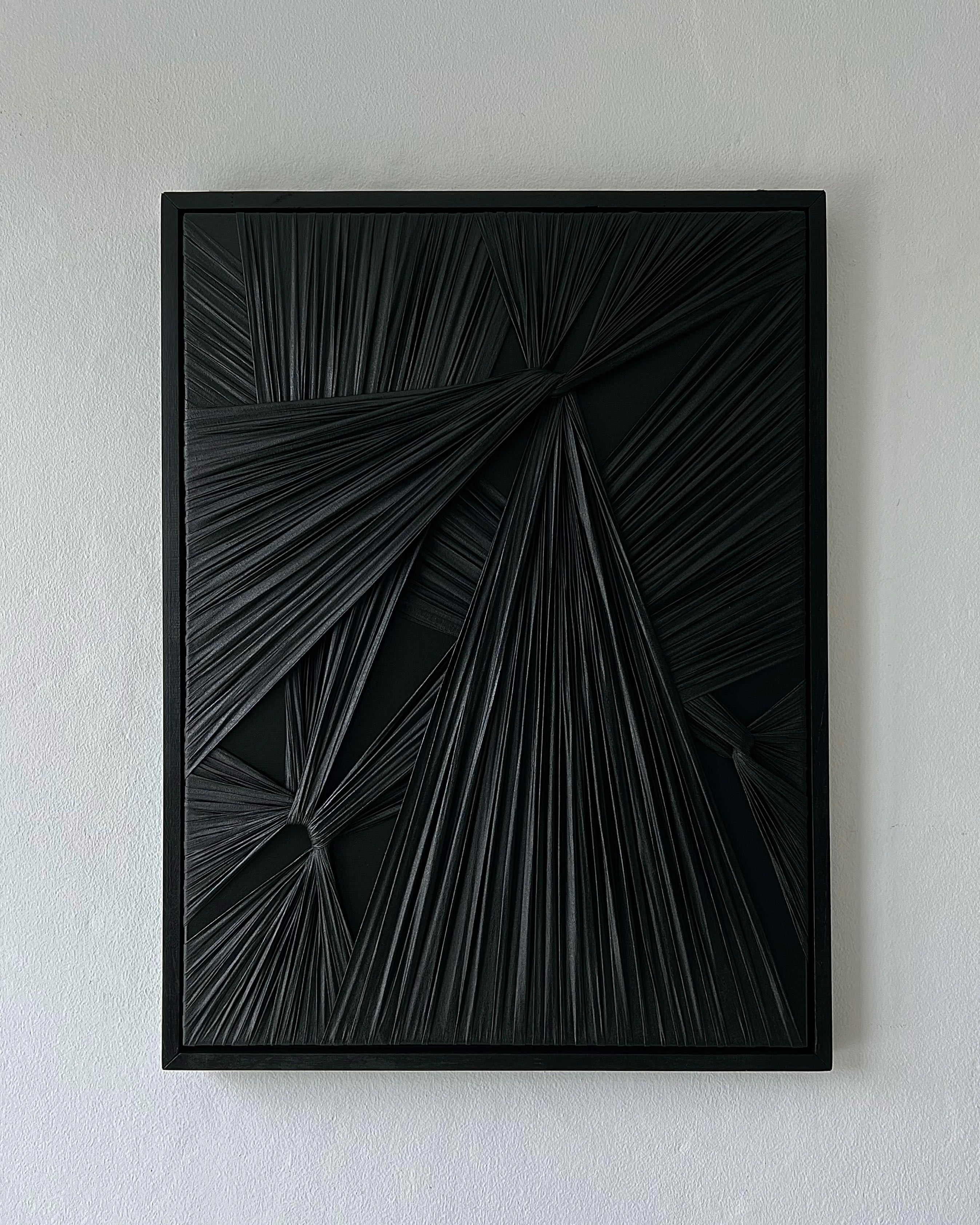 Jet Black - Draped Fabric Artwork