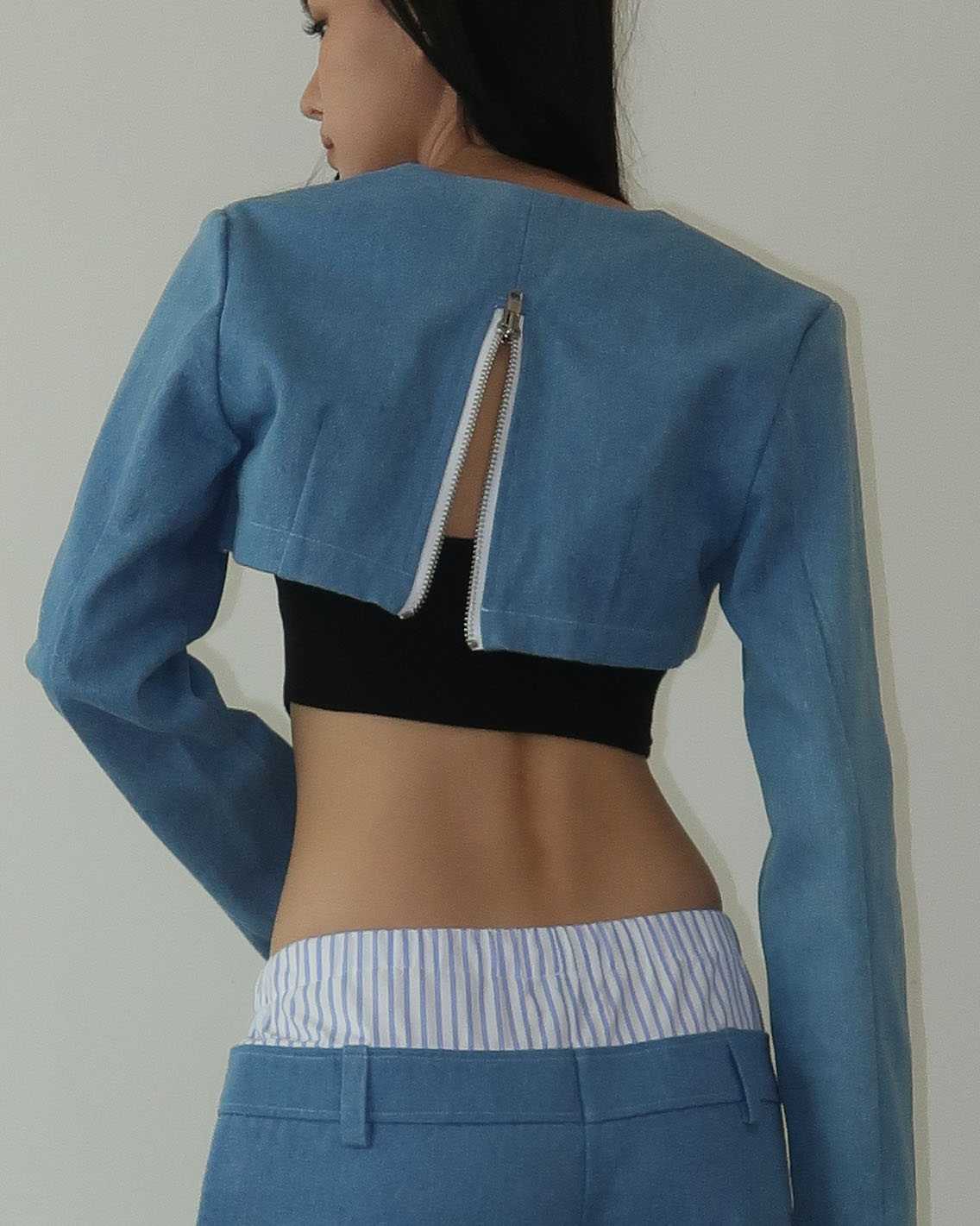 Denim cropped blazer 