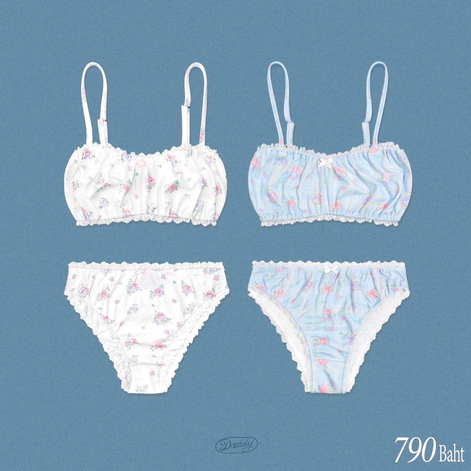 DADDY | Trixie Bra & Trixie Underwear Set ชุดชั้นใน ลายดอกกุหลาบ 2 สี สุดน่ารัก