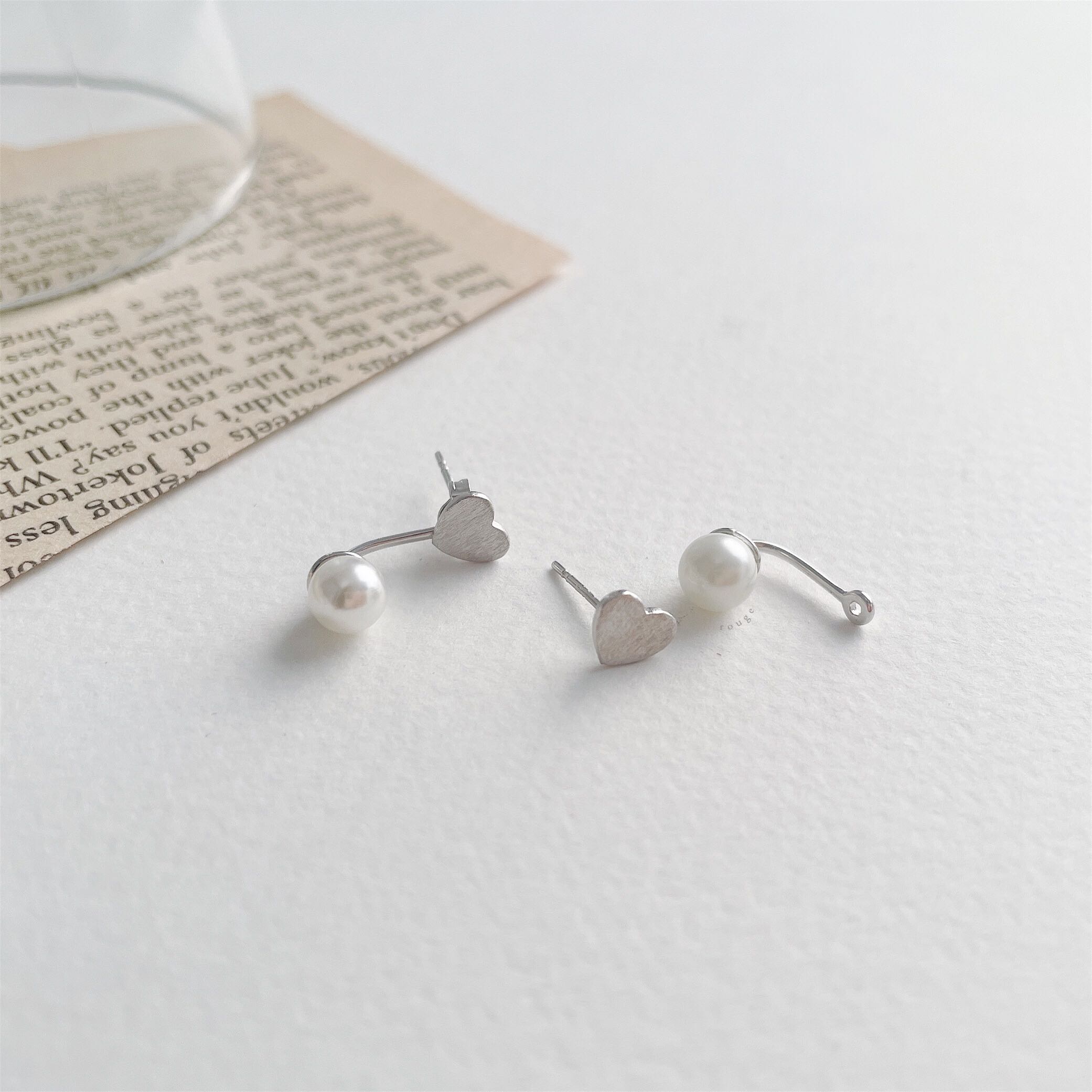 ต่างหูเงินแท้ front heart with pearl drop 💘💘 silver925 เงินแท้ไม่แพ้