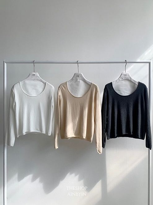inbyin simple round neck sweater