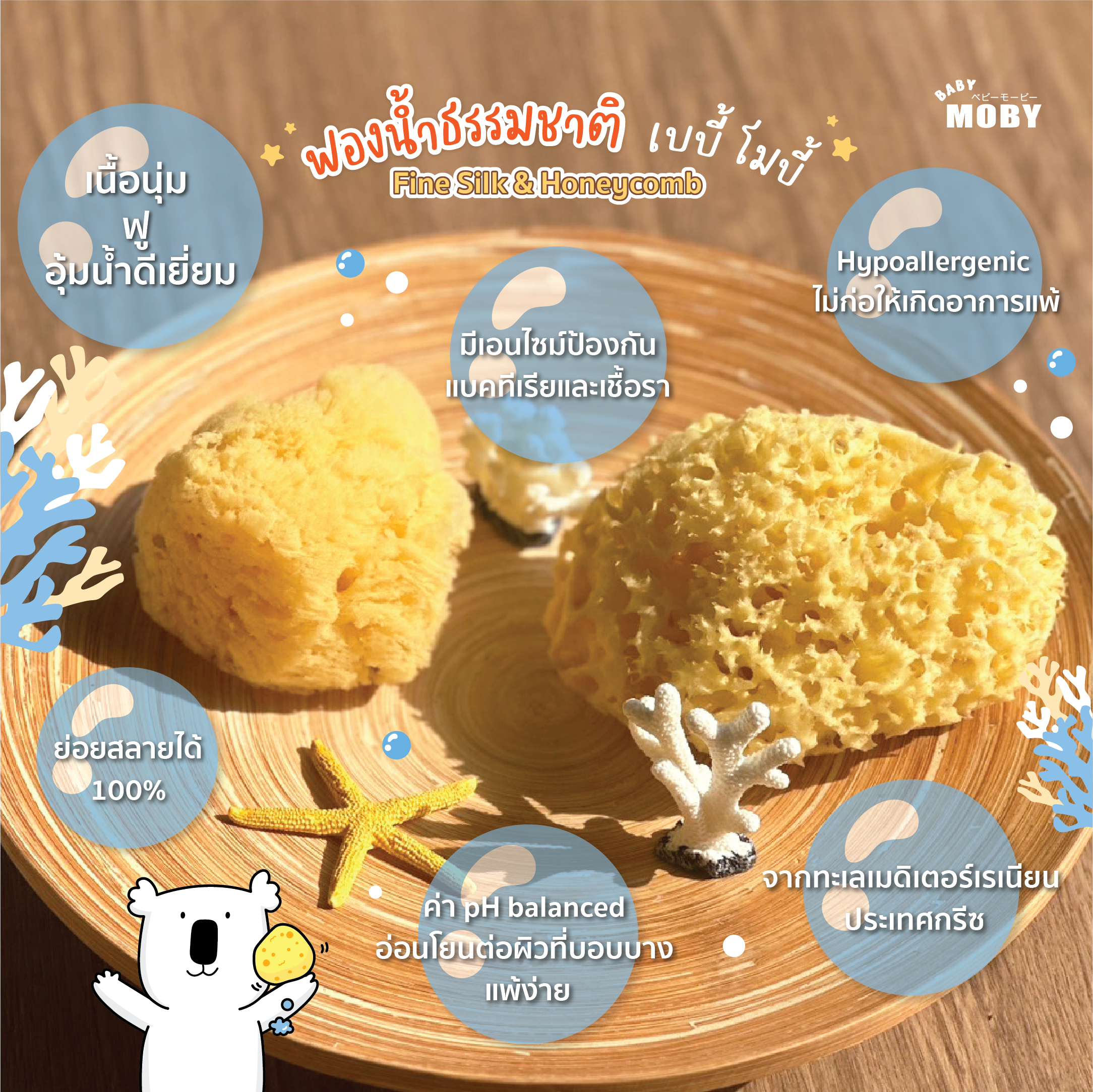 Baby Moby ฟองน้ำธรรมชาติ เบบี้ โมบี้   Natural Sea Sponge