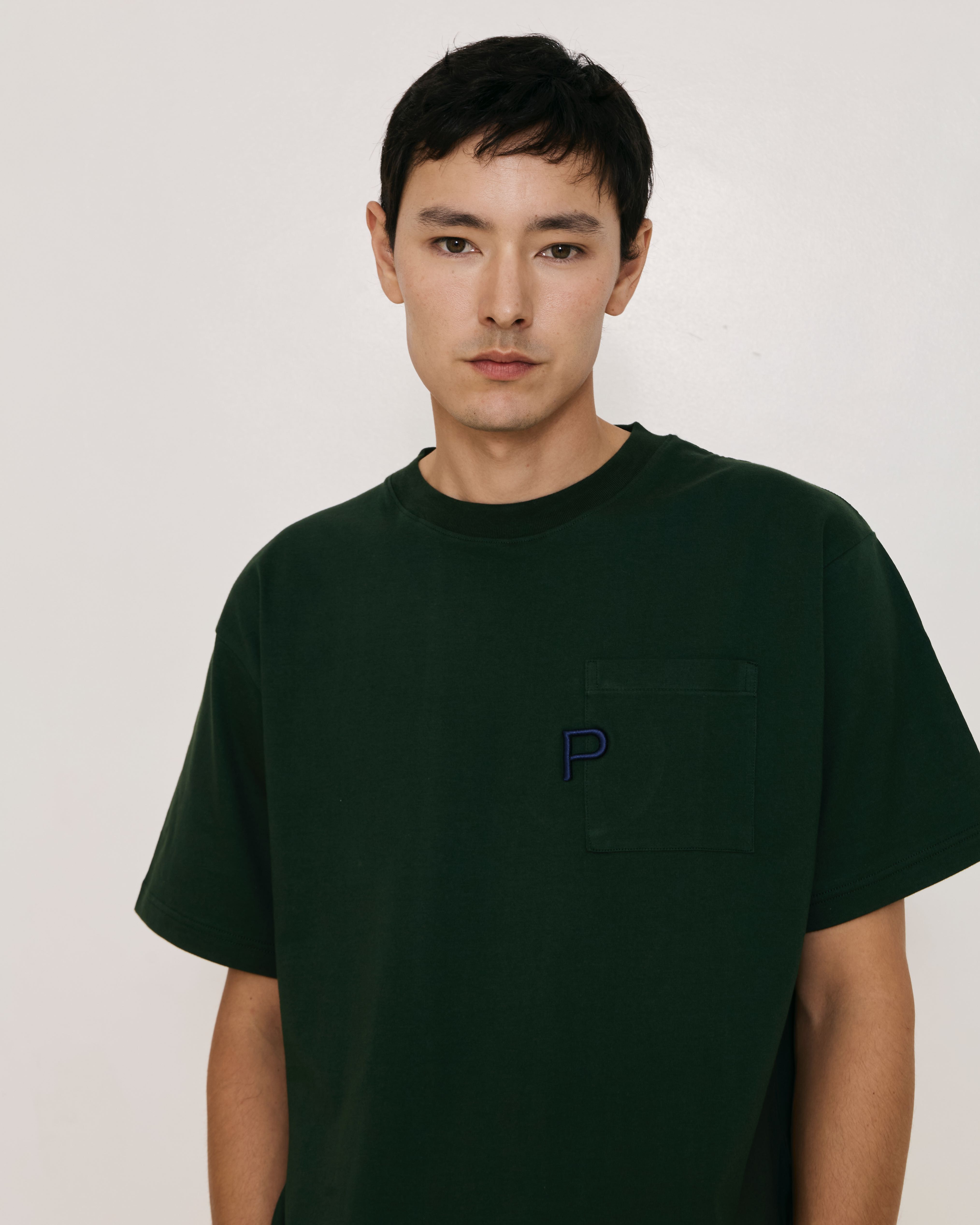 Dark Green  Embroidery  P Logo T-Shirt