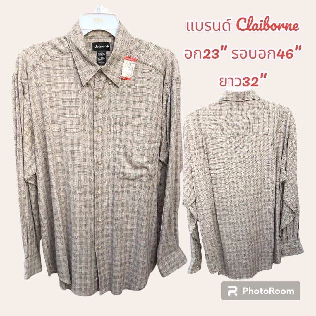 เสื้อเชิ้ตลายสก็อตแขนยาว แบรนด์ห้างงานนอกมือ2เกรดA สินค้าพร้อมจัดส่ง