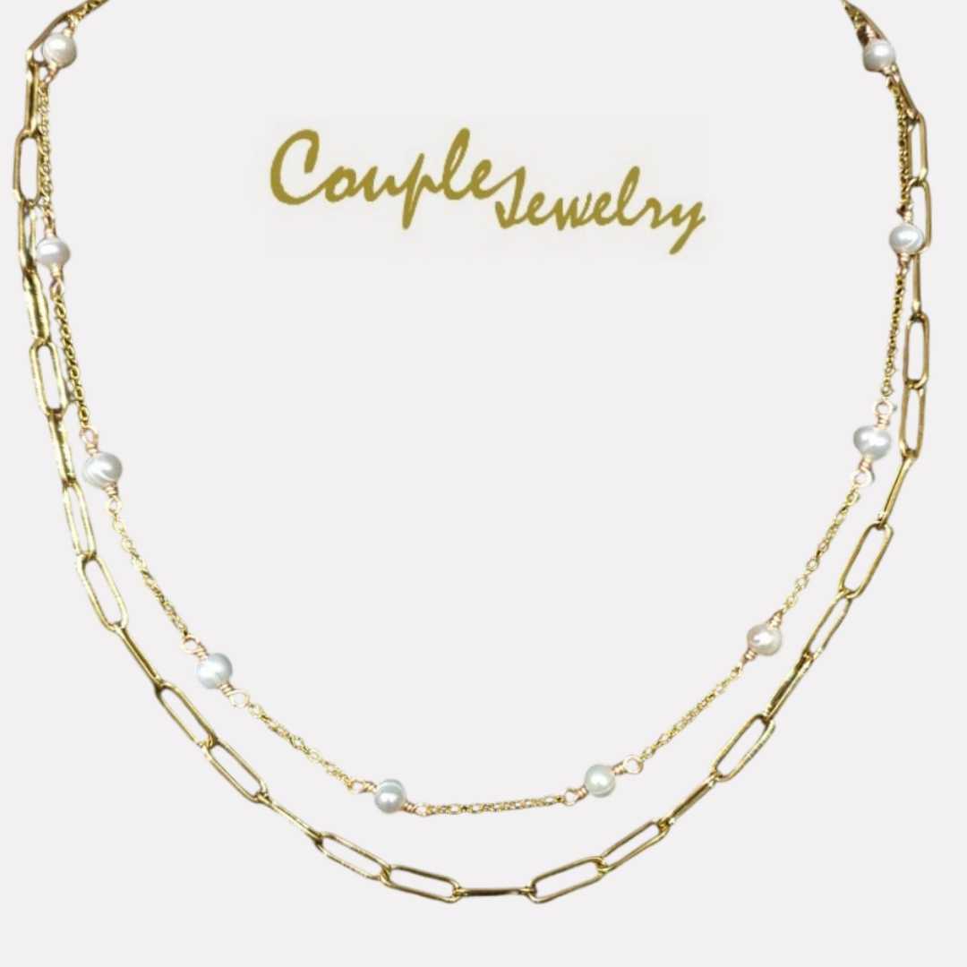 Couple​ jewelry​ :Old golden​ layers.มุกแท้