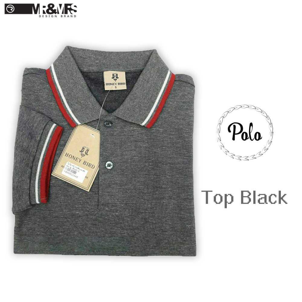 เสื้อโปโลชาย เสื้อคอปกชาย แขนสั้น แบบคลีบ POLO ผ้าCOTTON (สีท็อปดำ)