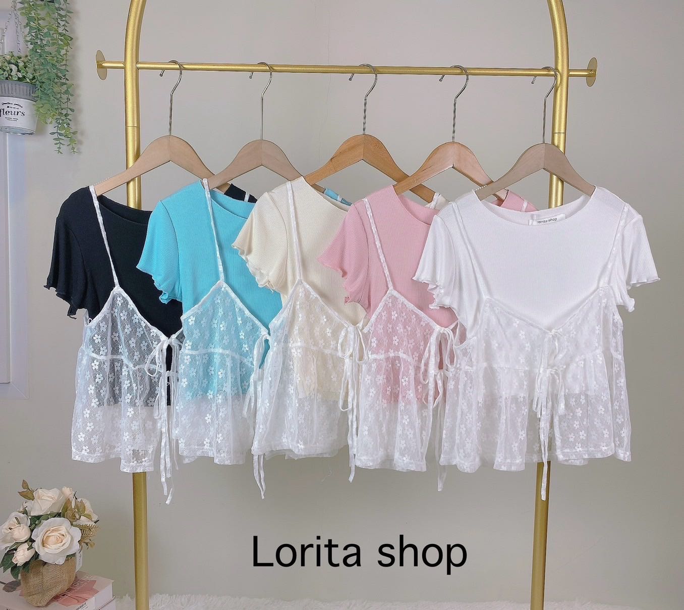 เสื้อเซต2ชิ้นผูกหน้า ป้ายlorita A179