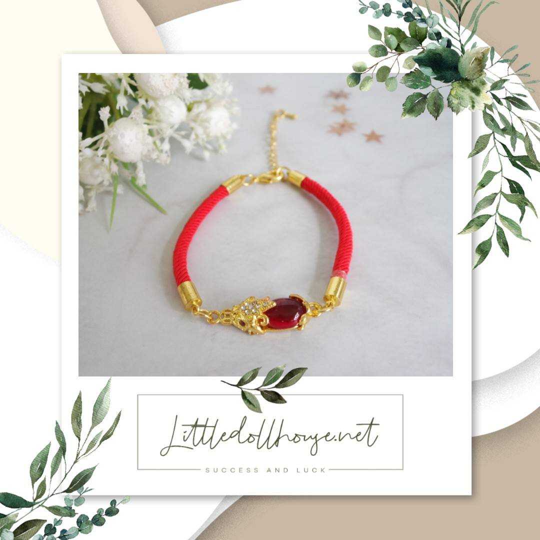 📮SALE!!ส่งฟรี!!📿🪙สร้อมข้อมือปี่เซียะมณีใต้น้ำ สีแดง เสริมดวงการเงิน ส่งฟรี!!