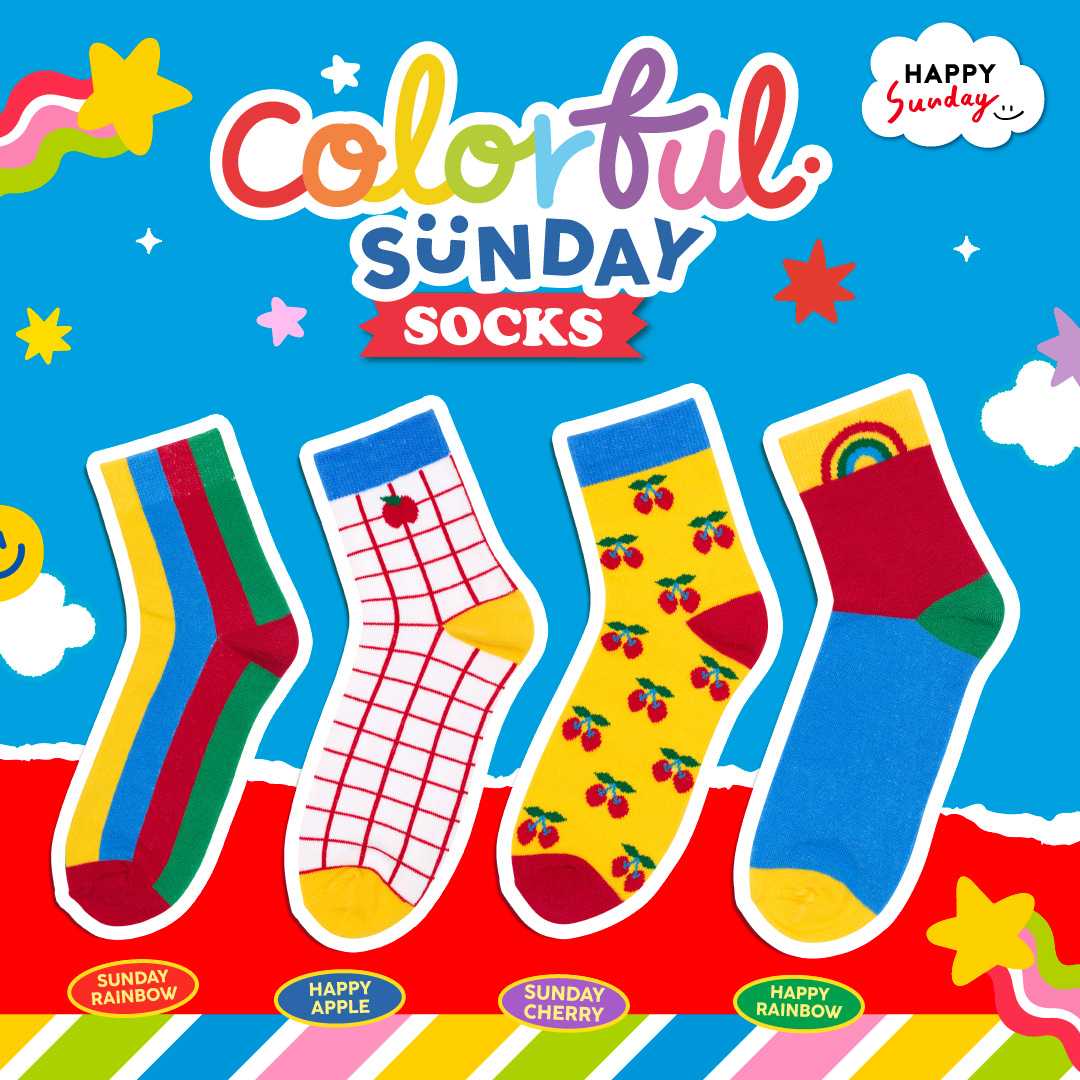 COLORFUL SUNDAY SOCKS | ถุงเท้าคัลเลอร์ฟูลซันเดย์