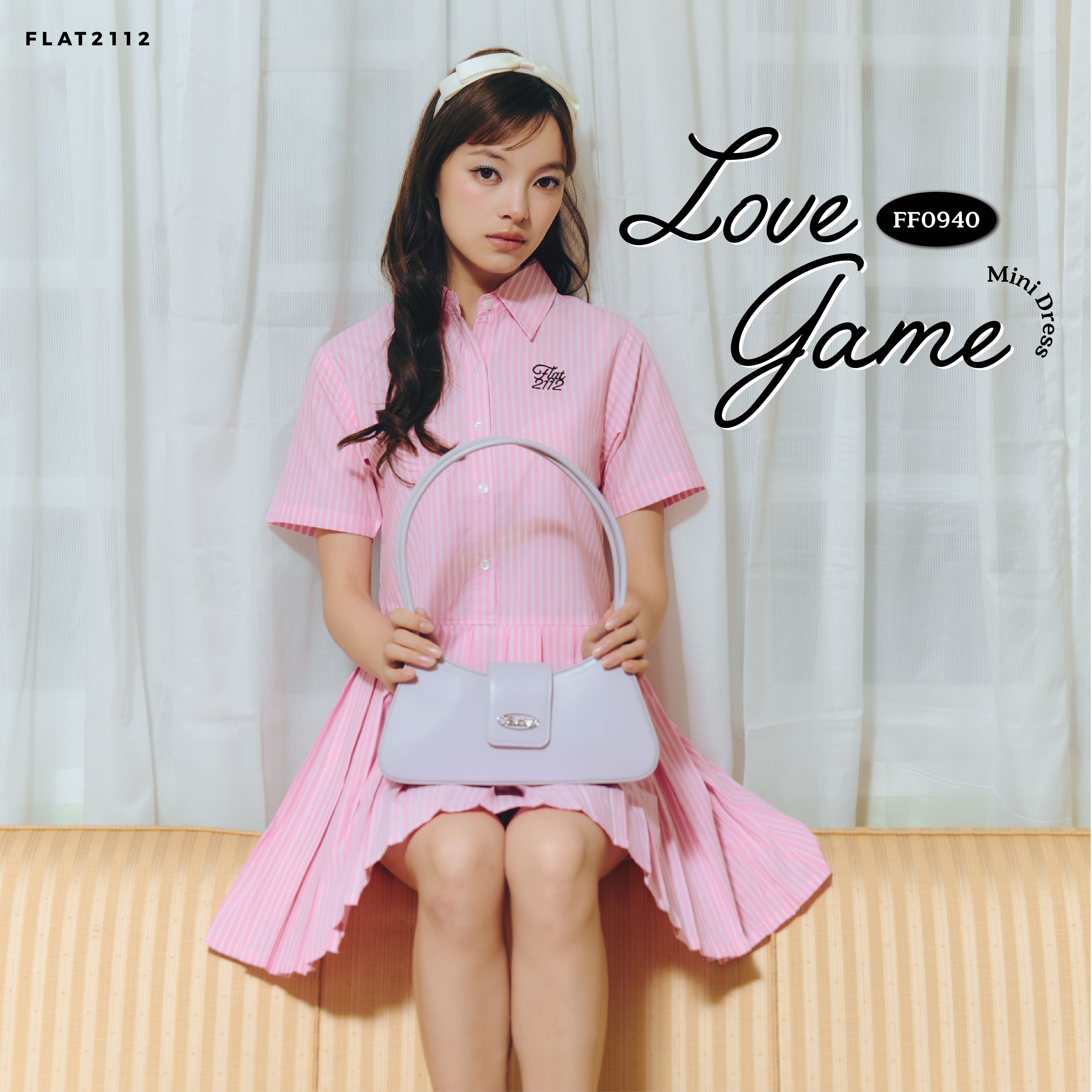 FLAT2112 FF0940 : LOVE GAME MINI DRESS เดรสสั้น เดรสลายทาง แฟชั่นผู้หญิง ชุดออกงาน
