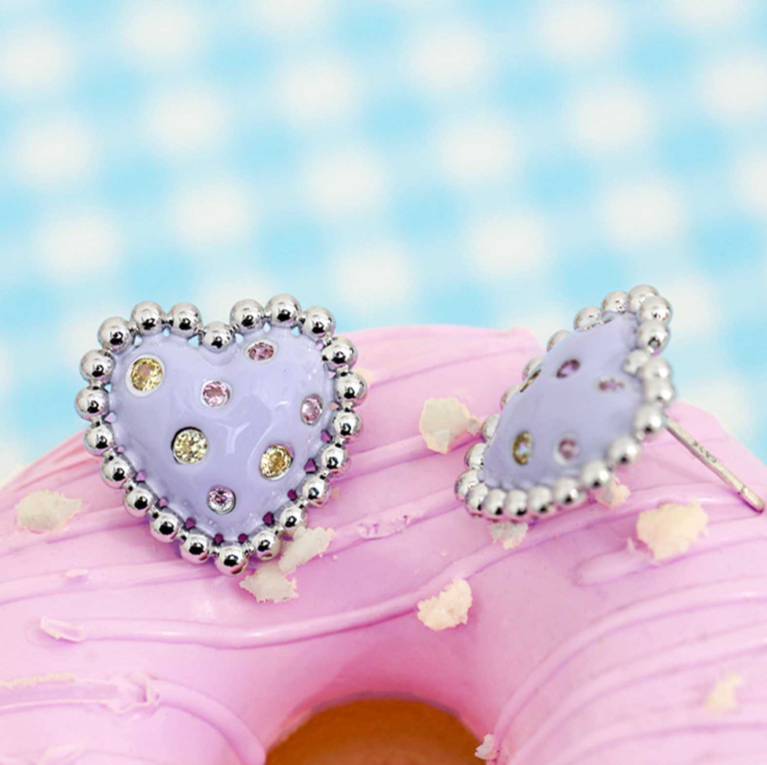 Cute and Sweet Purple Heart (EAR01)