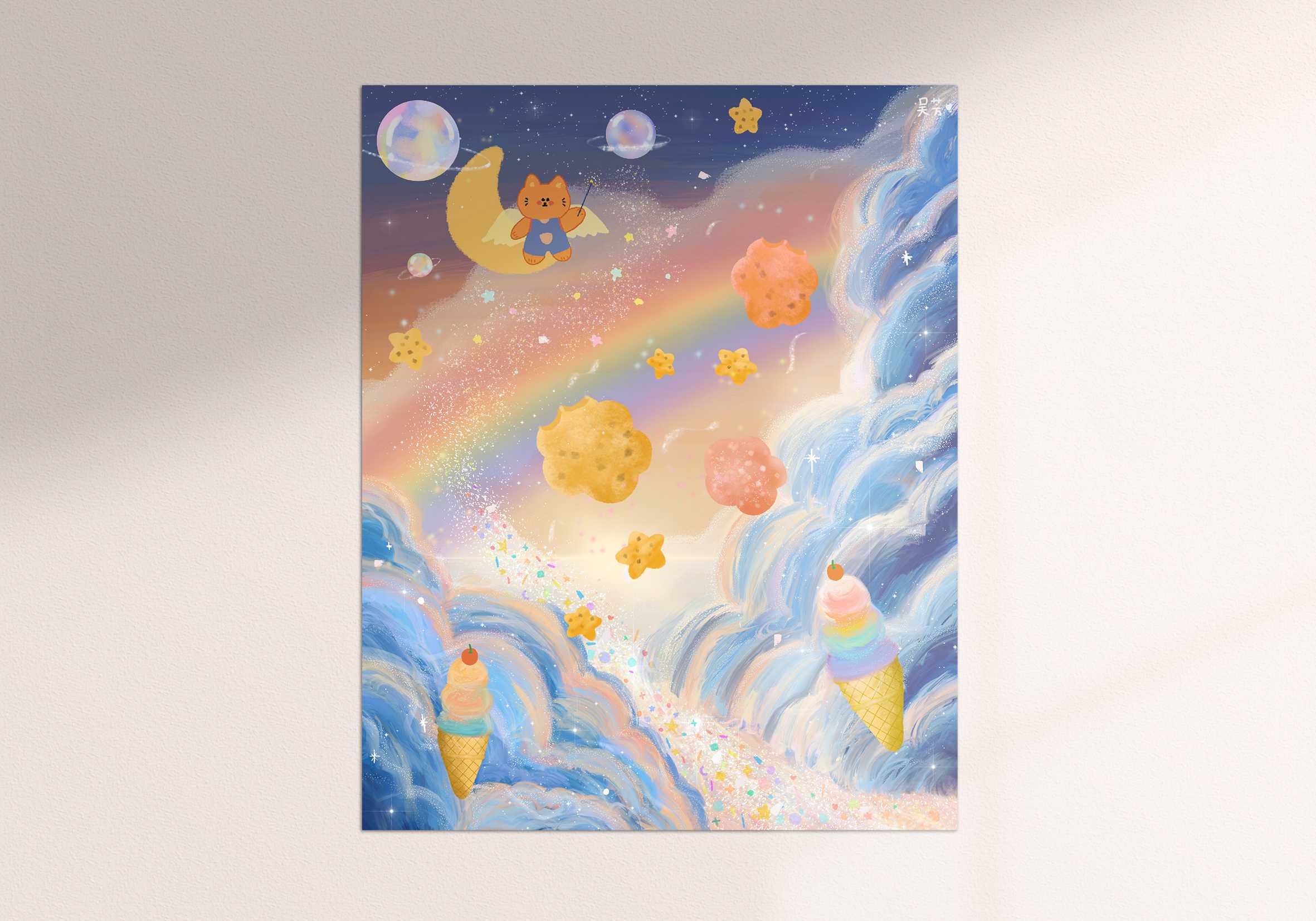 Art print Postcard [Meow and candy]