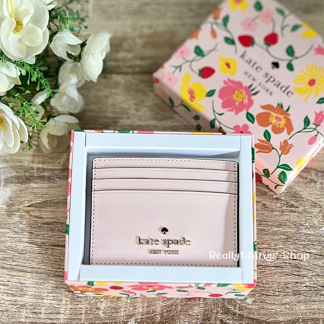 {แท้💯%📮พร้อมส่ง+ส่งฟรี} กระเป๋าใส่บัตร Kate Spade Small Card Holder Box Set