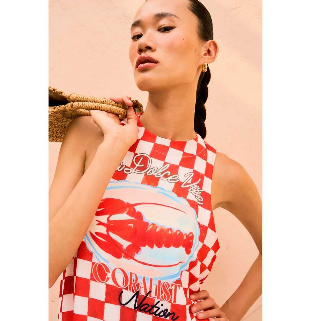 [Coralist Swimwear] มินิเดรส รุ่น 'Cinque' Cover up Dress  สี Red Lobster (CRBW240)