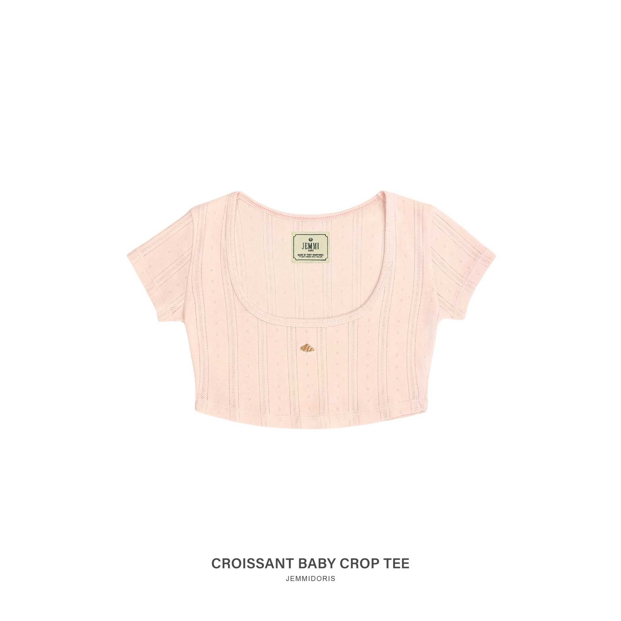 CROISSANT BABY CROP TEE PINK