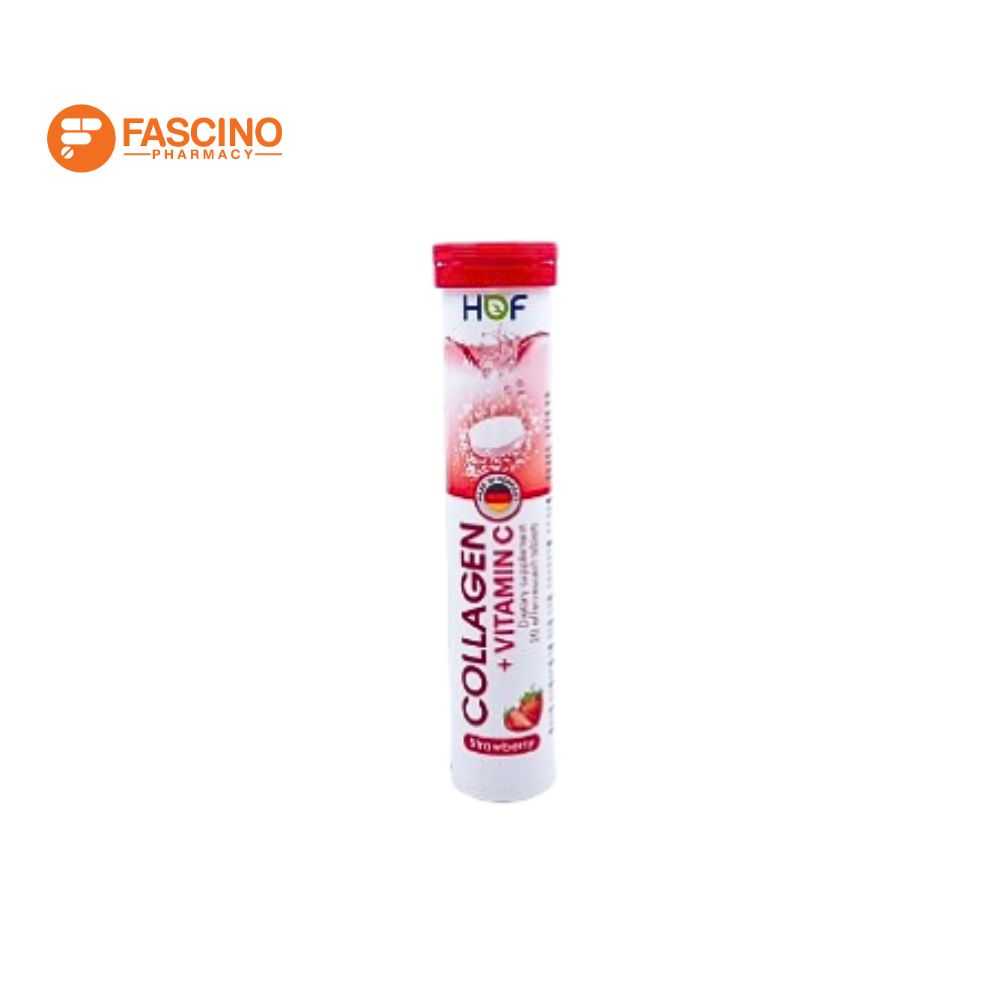 HOF Collagen+Vitamin C Effervescent ผลิตภัณฑ์เสริมอาหารคอลลาเจน พลัส วิตามินซี (หลอด 20 เม็ด)