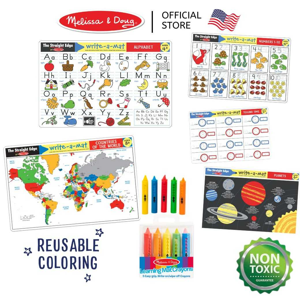 (ของแท้ USA) แบบฝึกหัดอนุบาล เขียน-ลบได้ Reusable Learning Mat แผ่นรองทานข้าว ฝึกเชาว์ 5028/5029