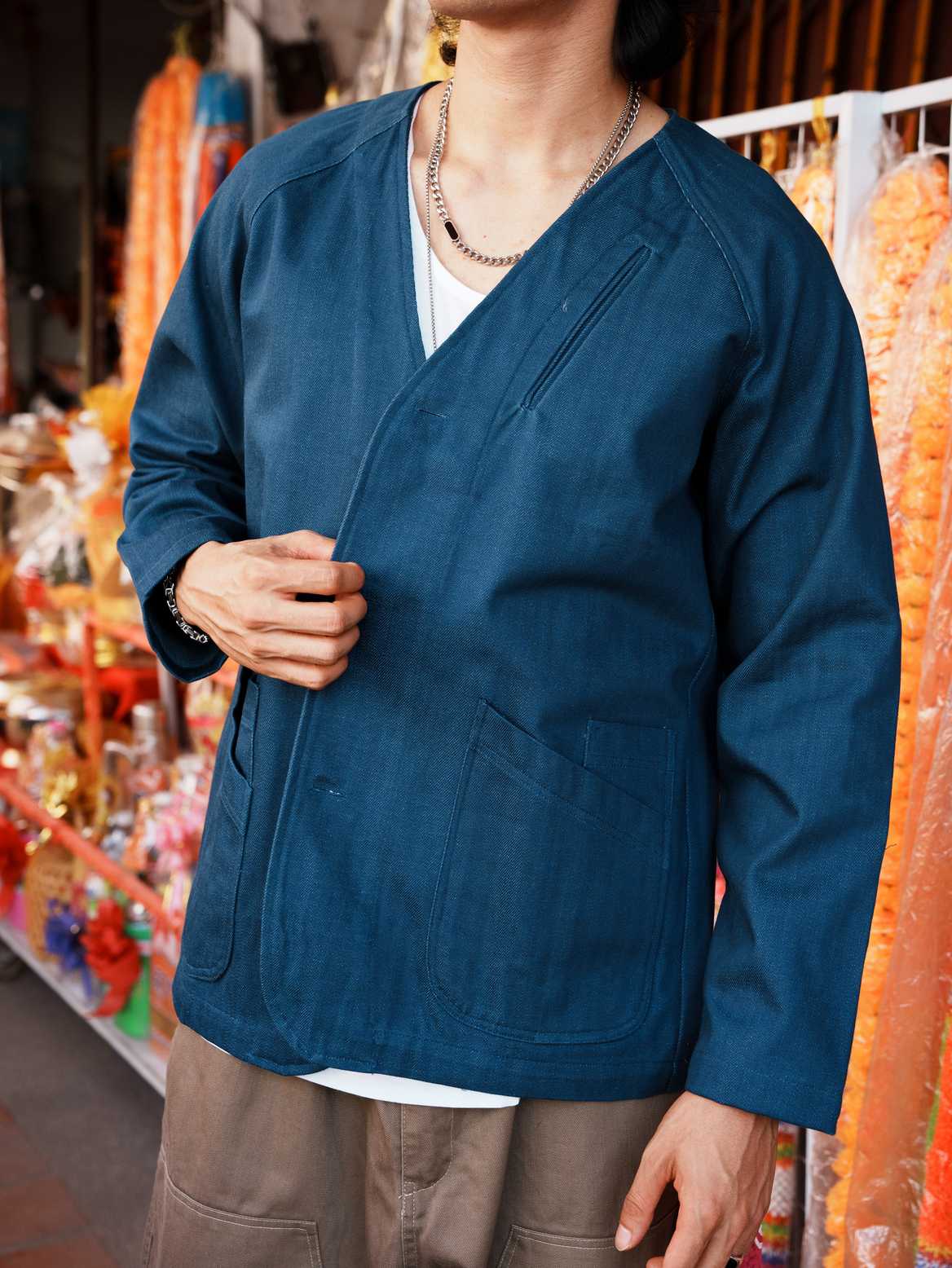 Easterner V Blazer double pocket เสื้อเบลเซอร์ Aqua Washed Denim