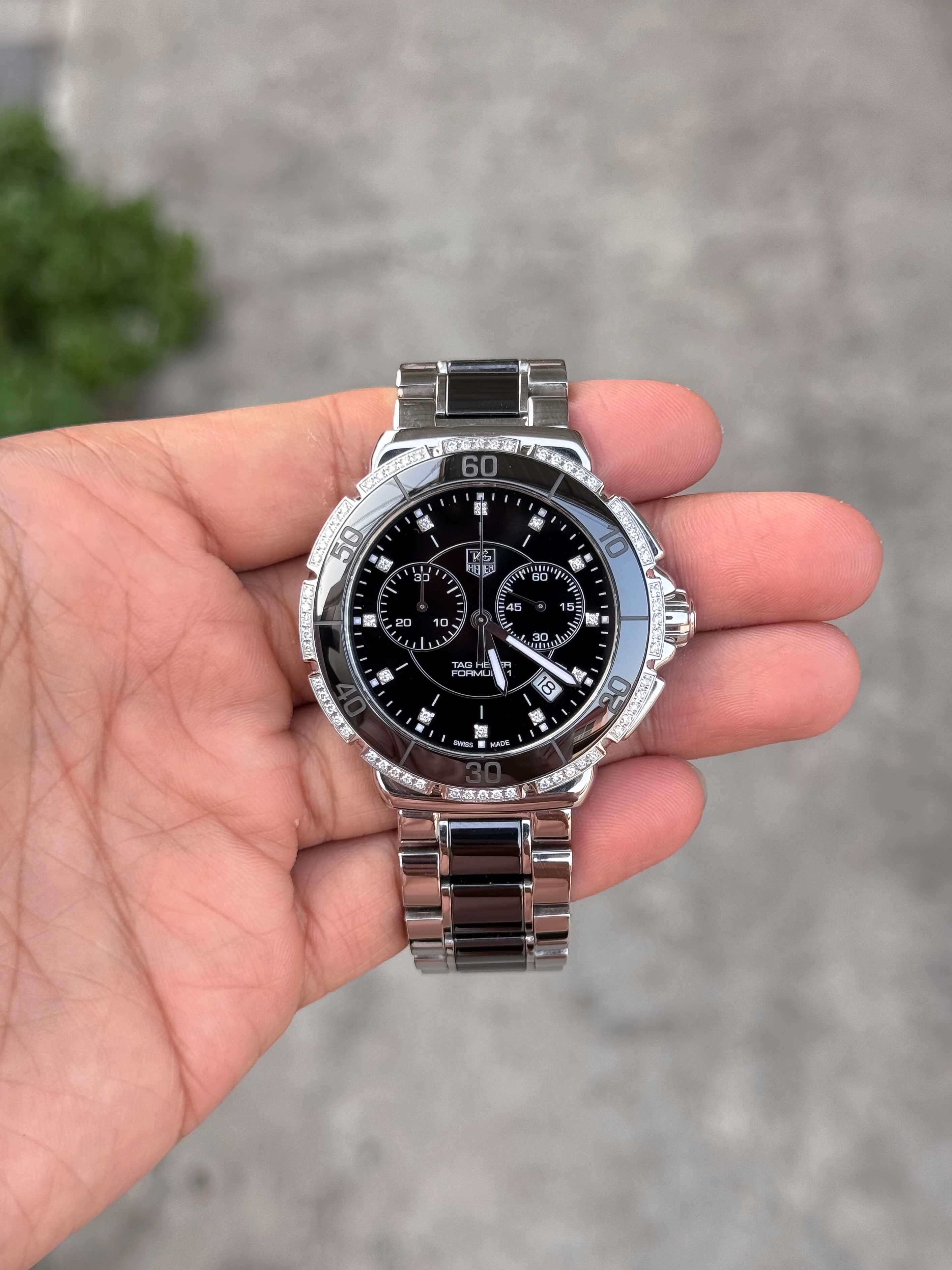 Tag Heuer F1 Full Diamond Black Ceramic King Size Quartz