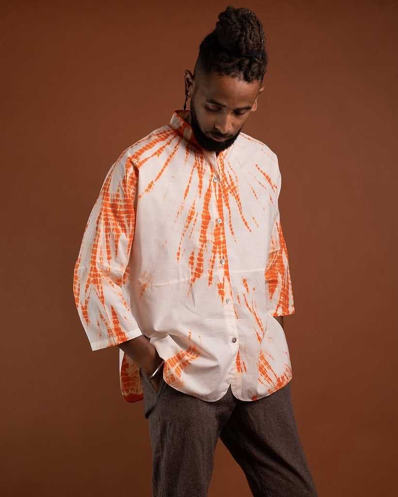 Crimson Ivy Mandarin Collar Shirt