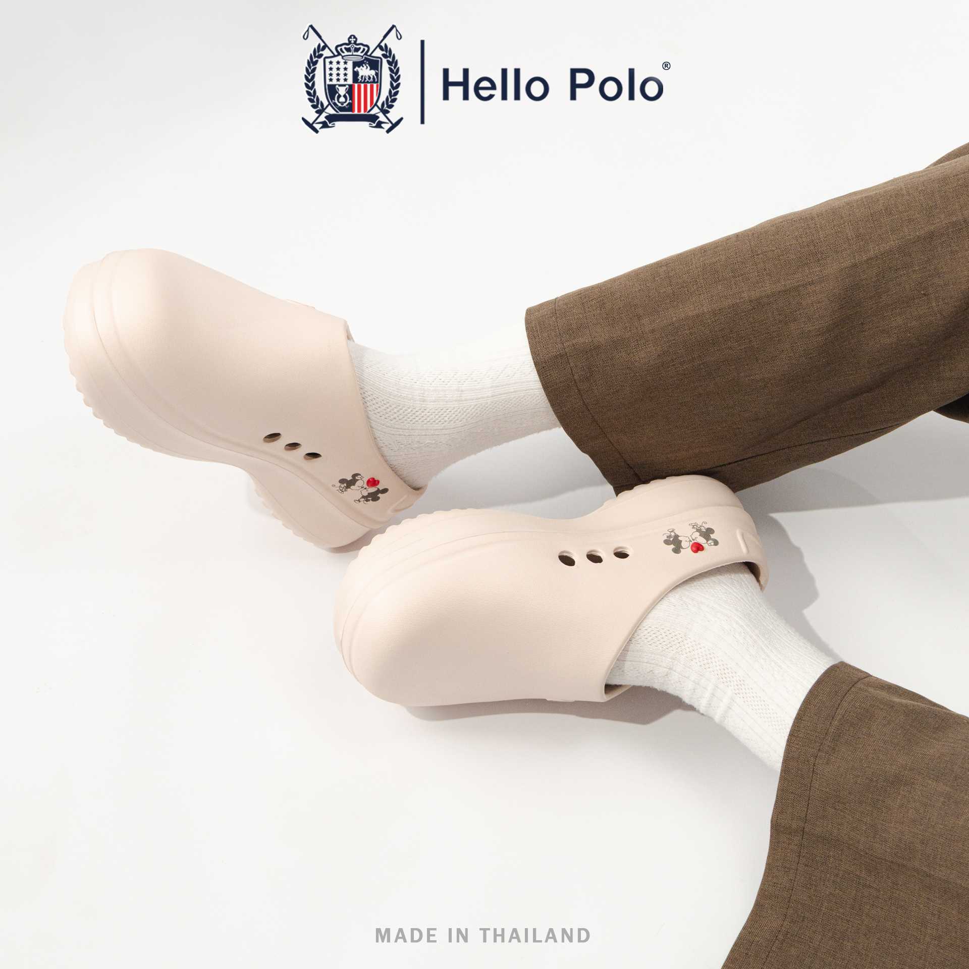 Hello Polo รุ่น HP8009B รองเท้าคัทชูผู้หญิง My little mice ลายการ์ตูนหนูคลั่งรัก Size 36-41
