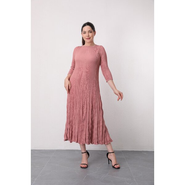 2MUAY รุ่น GA92140 เดรสอัดพลีท LONG SLEEVE CRINKLE PLEATED DRESS 6 สี FREE SIZE