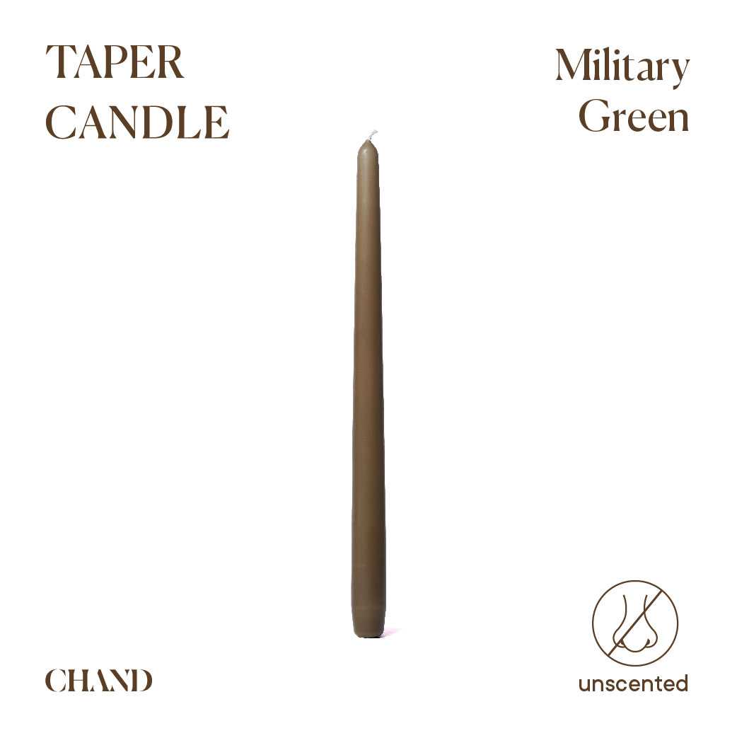 Military Green Taper Candle