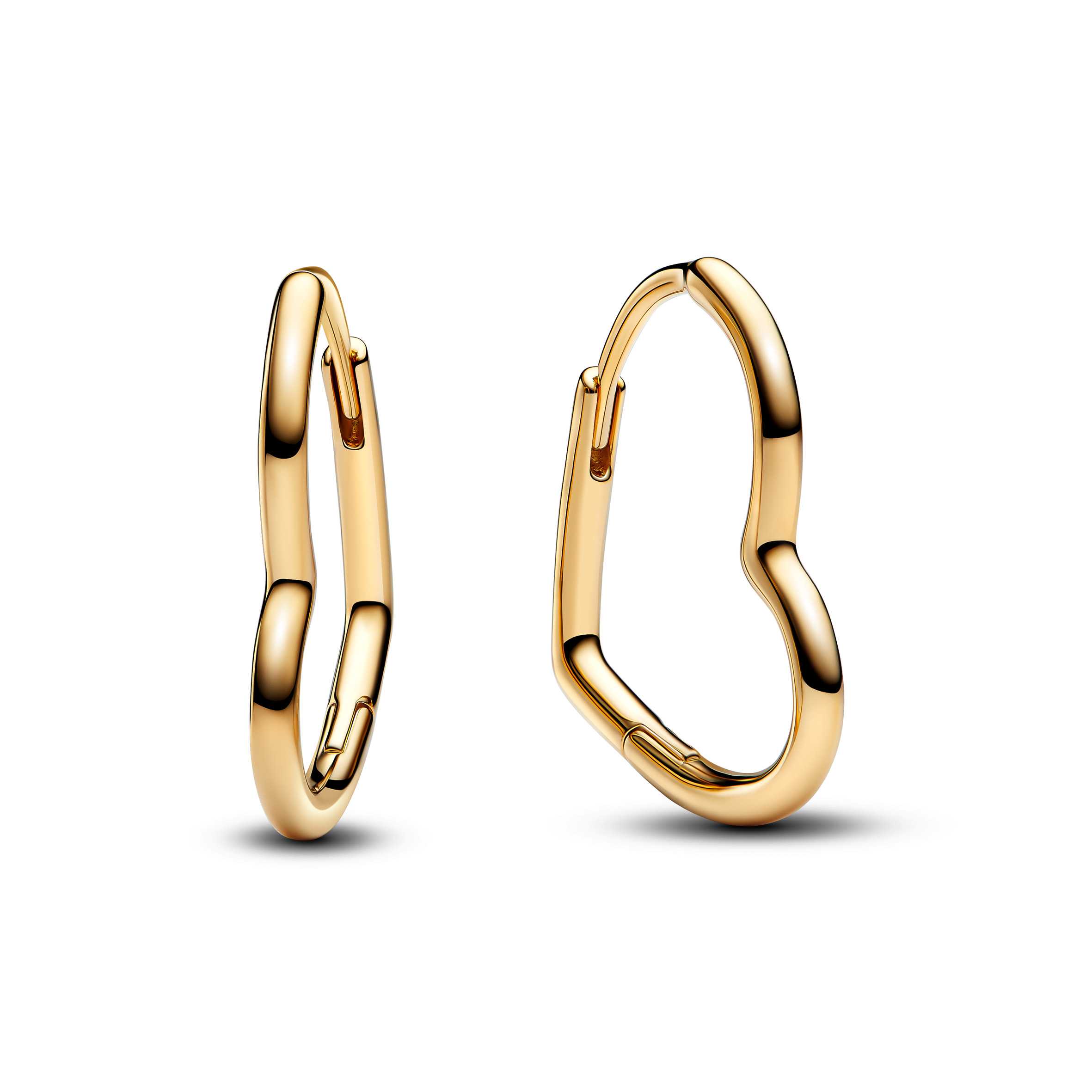 Small asymmetric heart 14k gold-plated hoop earrings