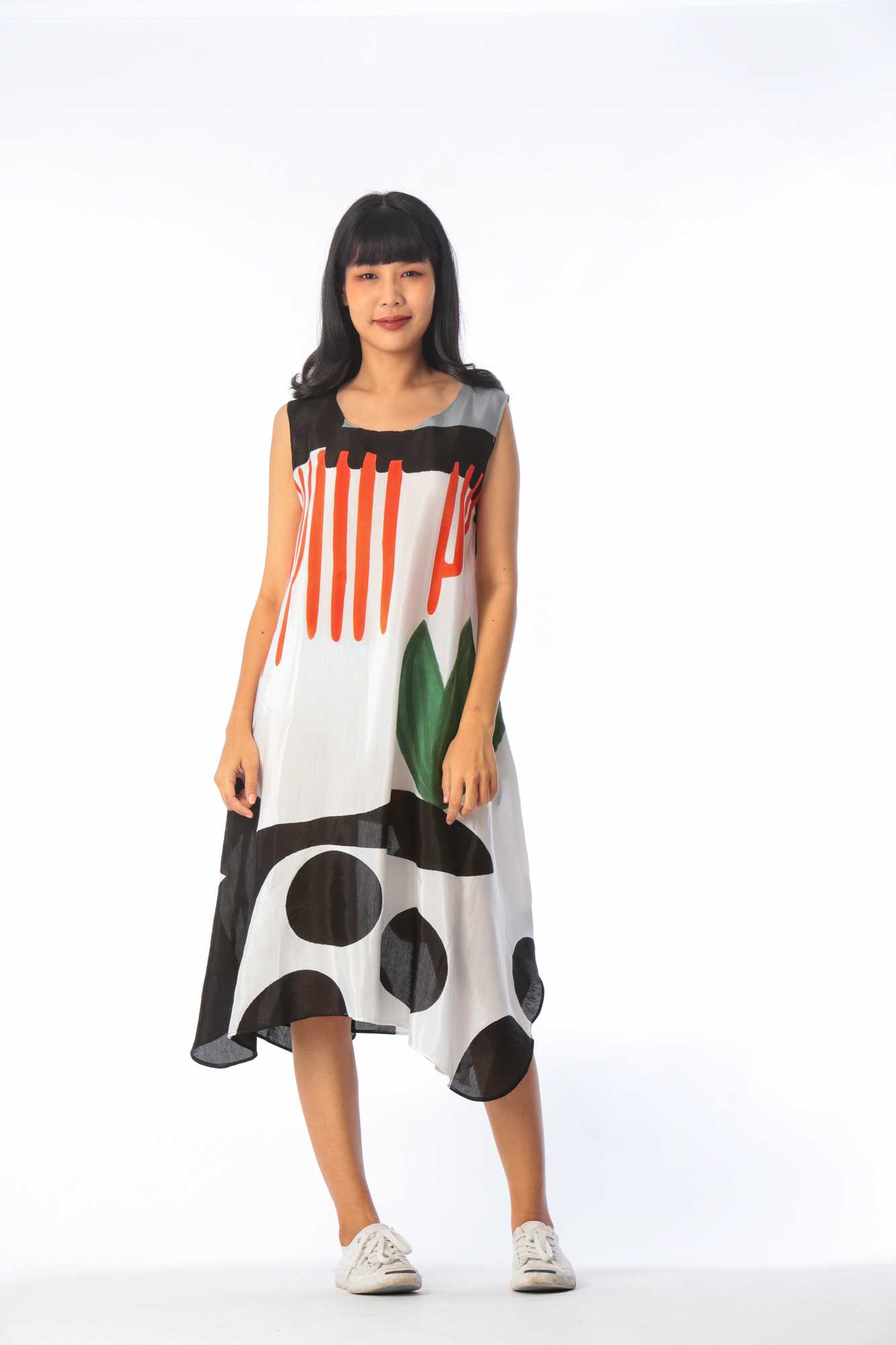 (Pre-order)Sac Sleeveless Dress Cotton Silk Hand paint
