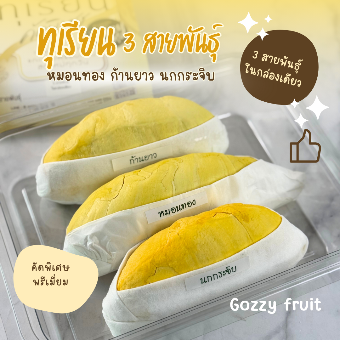 ทุเรียน 3 สายพันธุ์ในกล่องเดียวคัดพิเศษ 