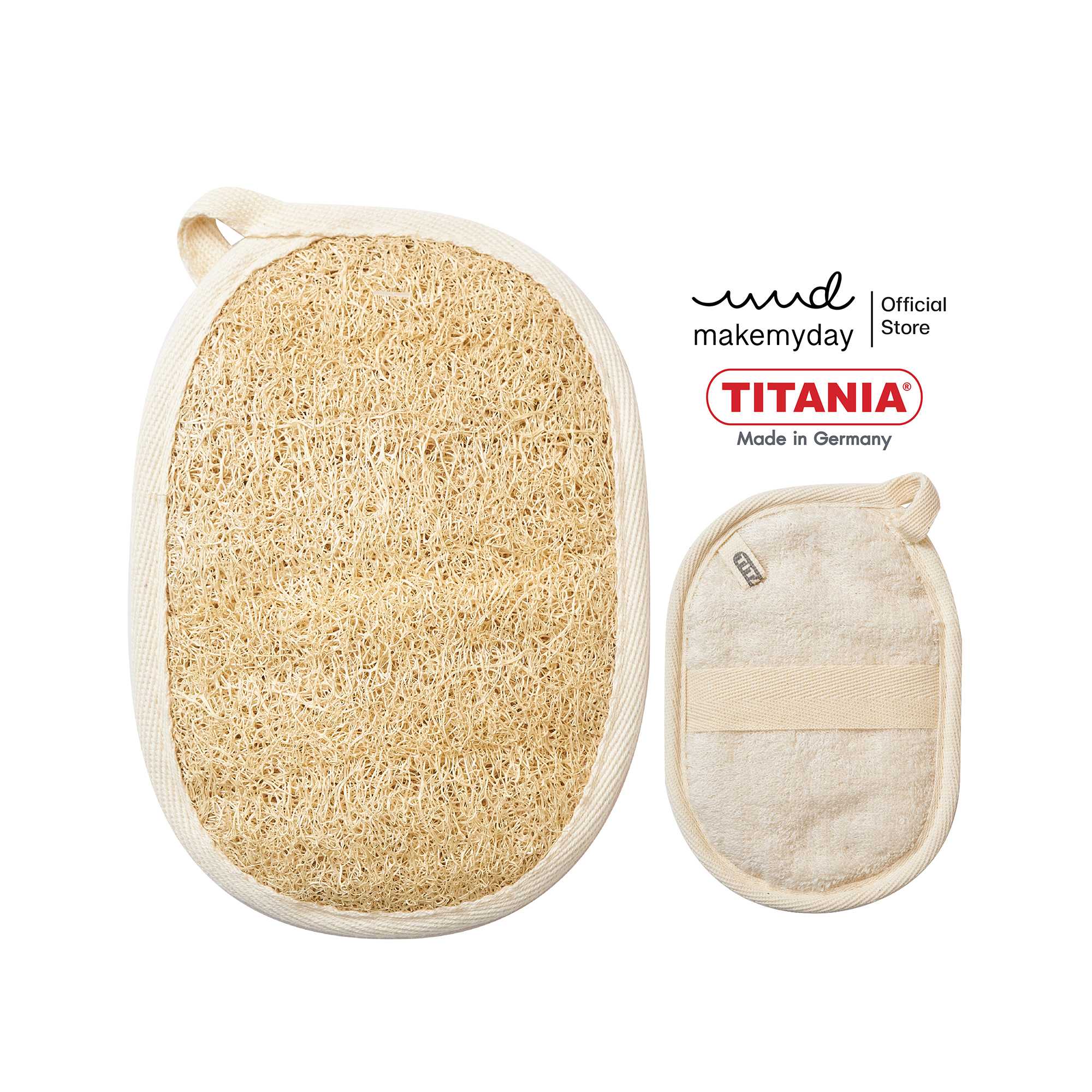 TITANIA ถุงมือใยบวบขัดผิวขนาดเล็ก ผ้าcottonผสมใยบวบ นำเข้าจากเยอรมันนี (Bath and massage pad)
