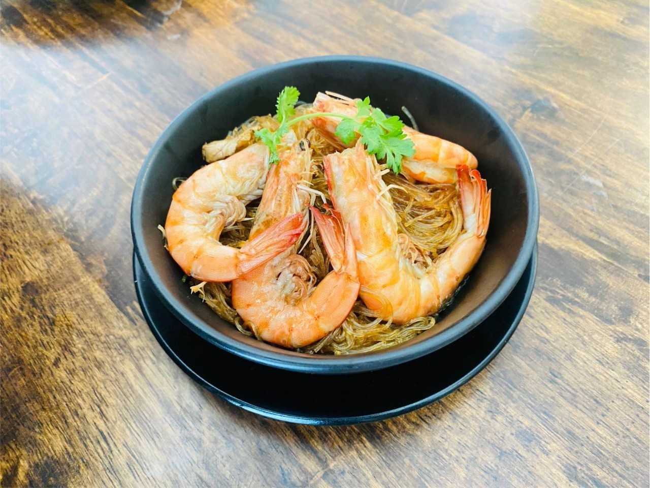 กุ้งอบวุ้นเส้น/Baked Shrimp with glass noodles