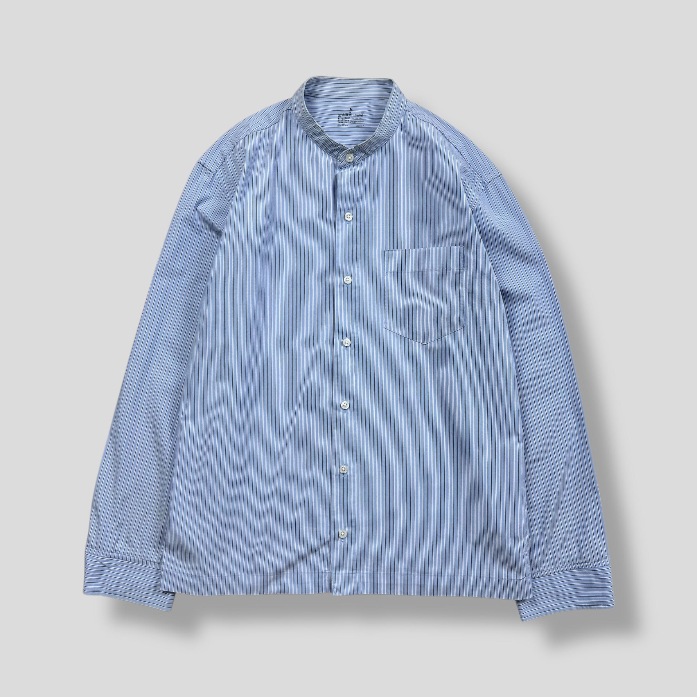MUJI STRIPED STAND COLLAR POCKET SHIRT 